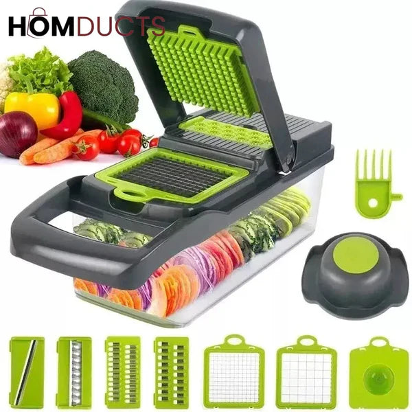 12-in-1 Multifunction Vegetable Chopper & Slicer with Container | Kitchen Cutter Set