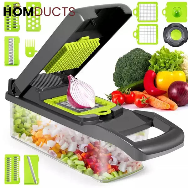 12-in-1 Multifunction Vegetable Chopper & Slicer with Container | Kitchen Cutter Set