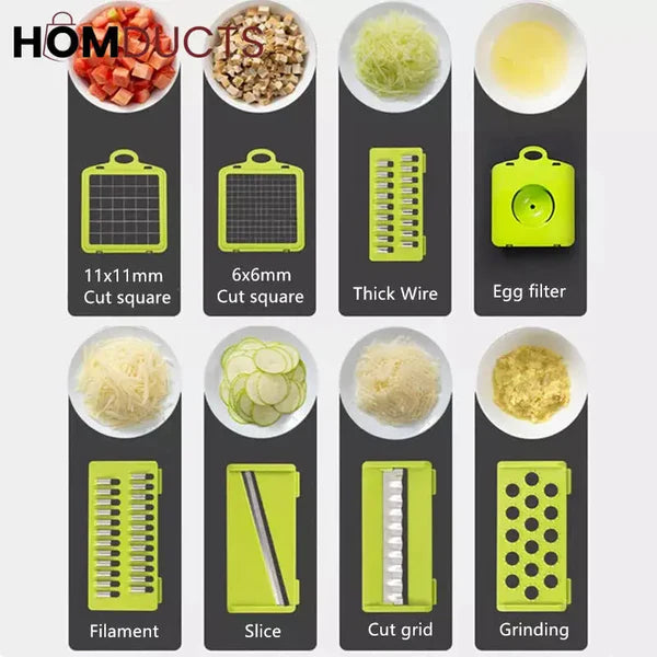 12-in-1 Multifunction Vegetable Chopper & Slicer with Container | Kitchen Cutter Set