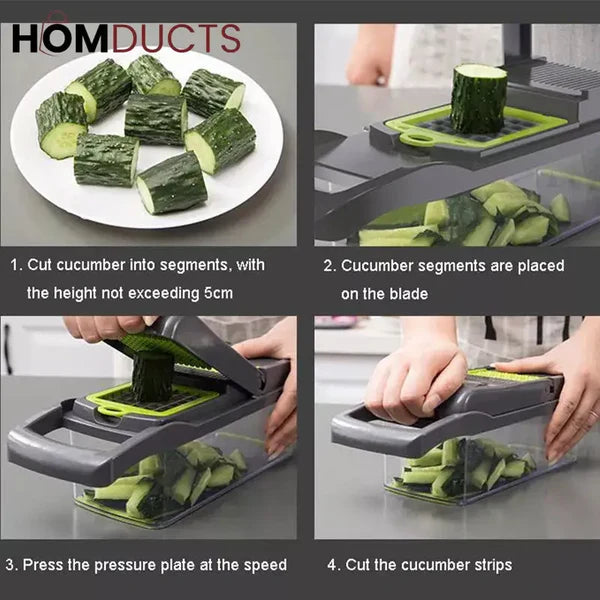 12-in-1 Multifunction Vegetable Chopper & Slicer with Container | Kitchen Cutter Set