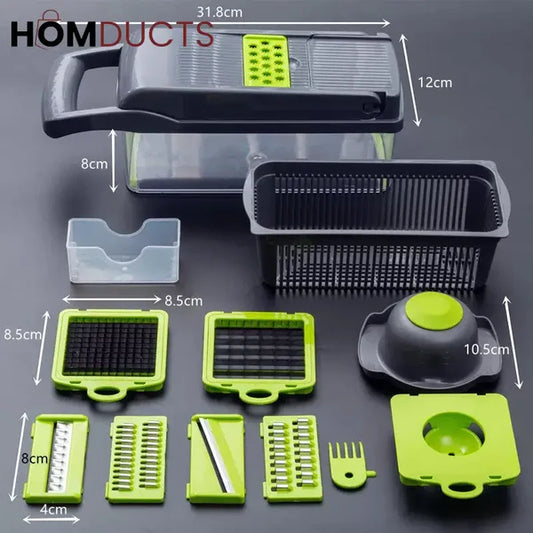 12-in-1 Multifunction Vegetable Chopper & Slicer with Container | Kitchen Cutter Set