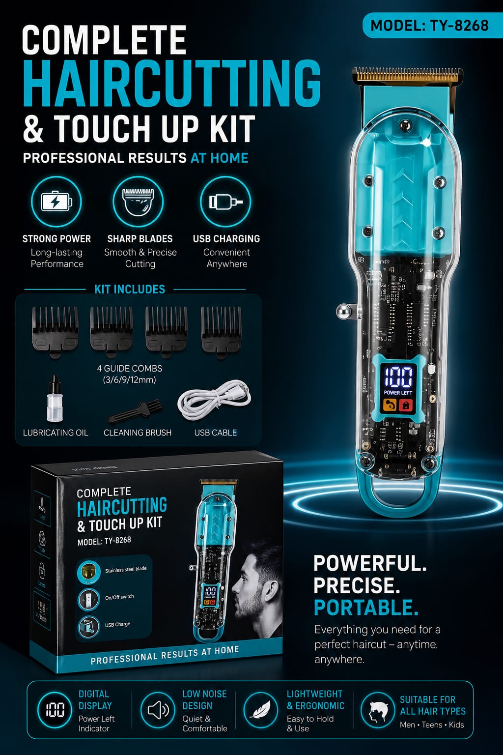 Transparent Visible Body Hair Cutting Machine Shaver Trimmers Barber